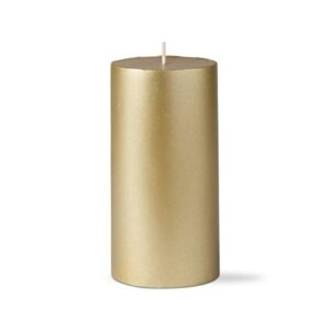 tag metallic pillar candle 3×6 unscented drip-free long burning hours for home decor wedding parties 3×6 gold