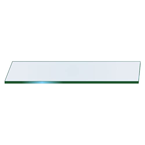 Rectangle Floating Glass Shelf - 6" x 24" Inch - 3/8" Inch Thick - Flat Polished