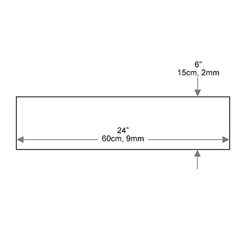 Rectangle Floating Glass Shelf - 6" x 24" Inch - 3/8" Inch Thick - Flat Polished