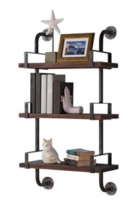 armen living booker 40″ accent shelf in walnut wood finish with grey piping