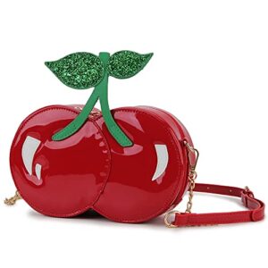ENJOININ Sequins Red Cherry Shoulder Bag Women's Crossbody Bag Girl's Clutch Bag Fashion Purses and Handbags