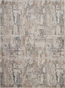 nourison rustic textures rustic beige/grey 9’3″ x 12’9″ area -rug, easy -cleaning, non shedding, bed room, living room, dining room, kitchen (9×13)