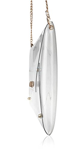 HOXIS Large Size PVC Clear Envelope Clutch Gold Chain Crossbody Bag Women's Purse (Clear)