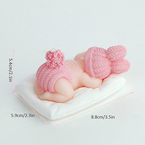 Birthday Candle Sleeping Baby Cake Topper Candle for Party Baby Shower and Wedding (Pink)