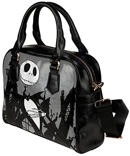 Women Crossbody Shoulder Top-handle Bags Shell Handbag with Jack Skellington Pattern