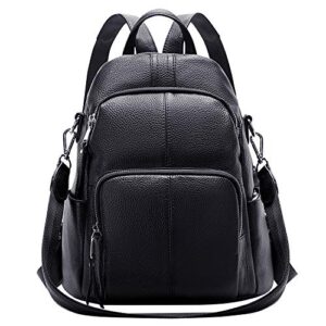 altosy soft leather backpack purse for women anti-theft backpacks versatile shoulder bag medium (s81 black)