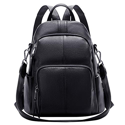 ALTOSY Soft Leather Backpack Purse For Women Anti-theft Backpacks Versatile Shoulder Bag Medium (S81 Black)