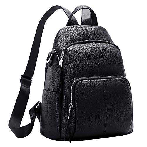 ALTOSY Soft Leather Backpack Purse For Women Anti-theft Backpacks Versatile Shoulder Bag Medium (S81 Black)