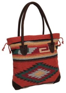 monterrey ladies tote purse handwoven southwestern aztec print suede handles e
