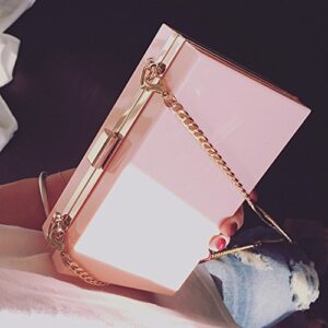 Women Cute Transparent Clear See Through Box Clutch Acrylic Evening Handbag Cross-Body Purse Bag (Pink)