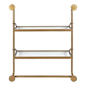 Kate and Laurel Marit Modern Industrial Wall Shelf with Metal Pipe Supports and Glass Shelves, Gold