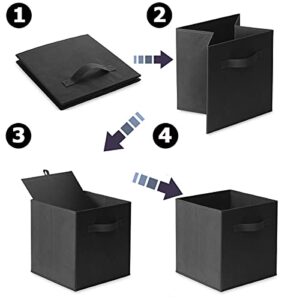 BBQ Future Foldable Cube Storage Bin Collapsible Box Cloth Basket Bins Black Organizer - Great for Nursery, Playroom, Closet, Home Organization (4 PCS, 13x15x13)