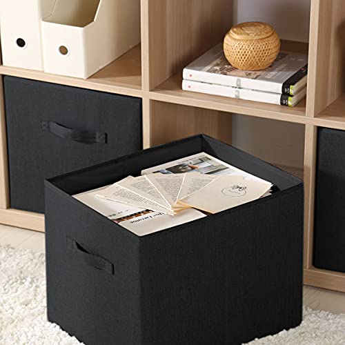 BBQ Future Foldable Cube Storage Bin Collapsible Box Cloth Basket Bins Black Organizer - Great for Nursery, Playroom, Closet, Home Organization (4 PCS, 13x15x13)