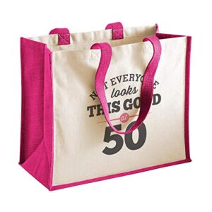 d design invent print! 50th birthday keepsake gift vintage bag 50 for women novelty shopping tote fifty