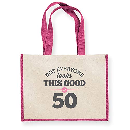 D Design Invent Print! 50th Birthday Keepsake Gift Vintage Bag 50 for Women Novelty Shopping Tote Fifty