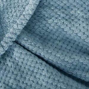 Exclusivo Mezcla Waffle Textured Extra Large Fleece Blanket, Super Soft and Warm Throw Blanket for Couch, Sofa and Bed (Slate Blue, 50x70 inches)-Cozy, Fuzzy and Lightweight