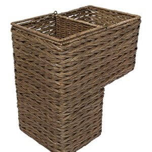 KOUBOO 1060100 Sweater Weave Handwoven Wicker Stair Step Basket, 15" x 9.5" x 16", Coffee Brown