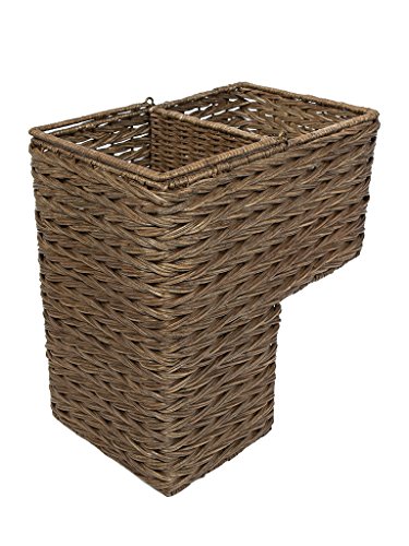 KOUBOO 1060100 Sweater Weave Handwoven Wicker Stair Step Basket, 15" x 9.5" x 16", Coffee Brown