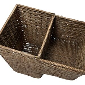 KOUBOO 1060100 Sweater Weave Handwoven Wicker Stair Step Basket, 15" x 9.5" x 16", Coffee Brown