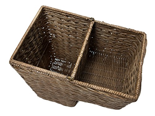 KOUBOO 1060100 Sweater Weave Handwoven Wicker Stair Step Basket, 15" x 9.5" x 16", Coffee Brown