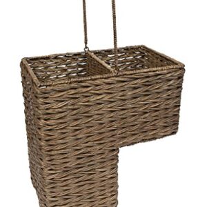 KOUBOO 1060100 Sweater Weave Handwoven Wicker Stair Step Basket, 15" x 9.5" x 16", Coffee Brown