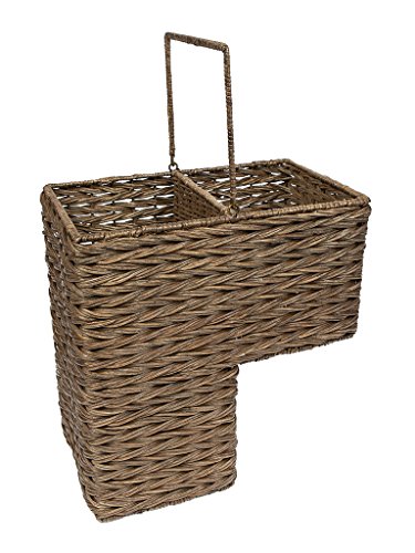 KOUBOO 1060100 Sweater Weave Handwoven Wicker Stair Step Basket, 15" x 9.5" x 16", Coffee Brown