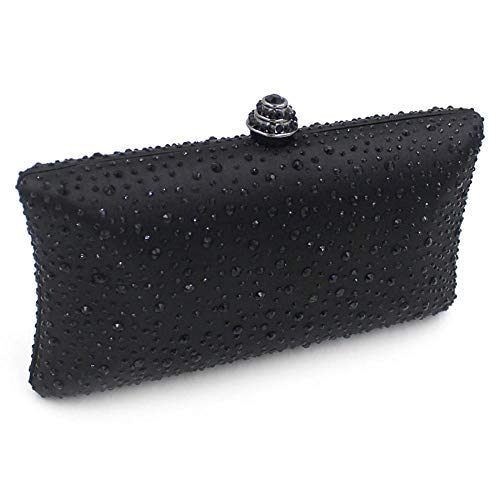 Women Handbags Rhinestone Party Prom Wedding Bride Evening Bags Crystal Party Clutches Bag (Black)