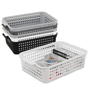 utiao plastic storage baskets for classroom, office, home, 6 packs(medium)