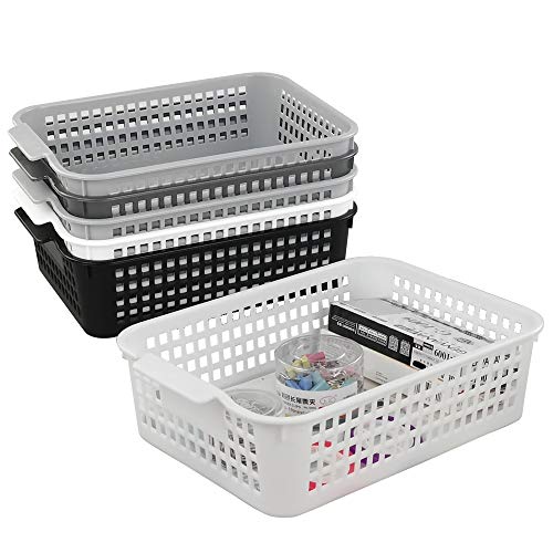 Utiao Plastic Storage Baskets for Classroom, Office, Home, 6 Packs(Medium)