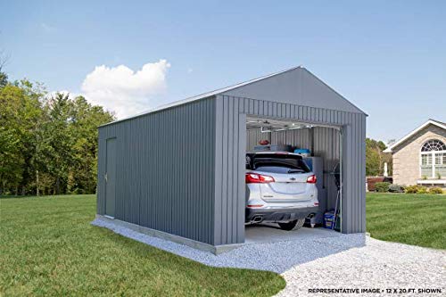 Sojag 12' x 20' Everest Galvalume Steel with Extra Tall Walls Garage Storage Building, 12' x 20', Charcoal