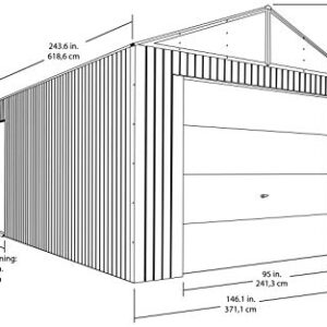 Sojag 12' x 20' Everest Galvalume Steel with Extra Tall Walls Garage Storage Building, 12' x 20', Charcoal