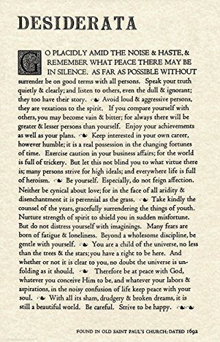 11x17 Archival Parchment Motivational Desiderata Poem by Max Ehrmann