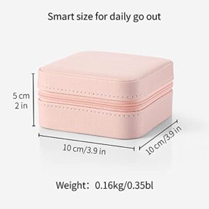 Vlando Macaron Small Jewelry Box, Travel Storage Case for Rings and Earrings - Pink