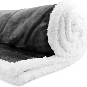 Decorae Healing Thoughts Blanket, Get Well Sherpa Fleece Throw, 5 x 4 Foot, Gray & White