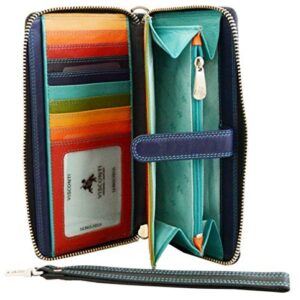 Visconti Spectrum SP40 Multi Colored Soft Leather Ladies Wallet Purse Clutch With Detachable Strap (Black Multi)