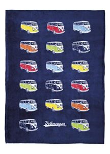 brisa vw collection – volkswagen samba bus t1 camper van fleece blanket, warm, cozy & super soft (59.0×74.7 inches/parade/blue)