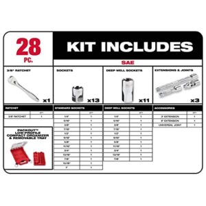 3/8" 28 Pc Ratchet & Socket Set with PACKOUT™ Organizer