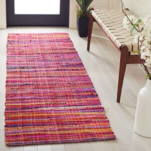 safavieh rag rug collection 2’3″ x 6′ red / multi rar240d handmade boho stripe cotton runner rug