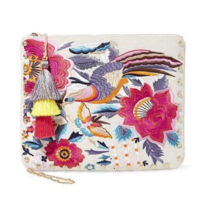 Steve Madden Breza Colorful Embroidered Large Clutch Crossbody, Natural/Multi