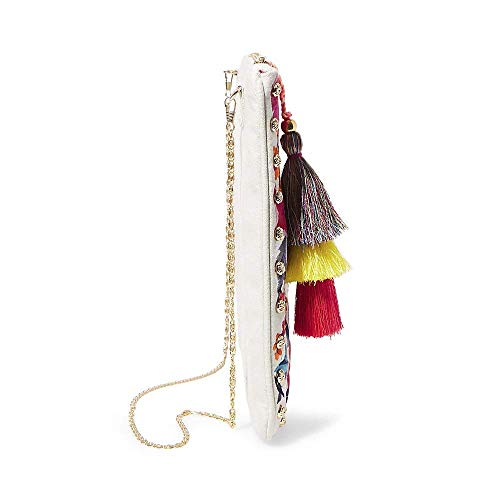 Steve Madden Breza Colorful Embroidered Large Clutch Crossbody, Natural/Multi