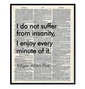 edgar allan poe quote, dictionary art – 8×10 upcycled wall decor, home decoration for bedroom, living room, office, apartment – cool unique gift, funny saying – unframed poster print picture photo