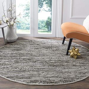 safavieh rag rug collection 4′ round grey rar128a handmade boho stripe cotton area rug