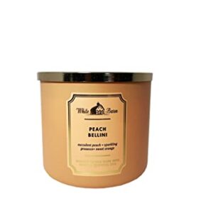 Bath and Body Works White Barn 3 Wick Scented Candle Peach Bellini with Essential Oils 14.5 Ounce