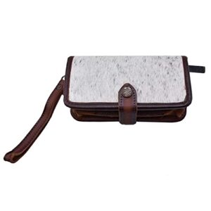 STS Ranchwear Women's Western Leather Crossbody Wallet, Cowhide/Tornado Brown, One Size