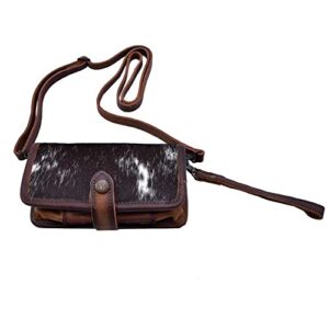 STS Ranchwear Women's Western Leather Crossbody Wallet, Cowhide/Tornado Brown, One Size