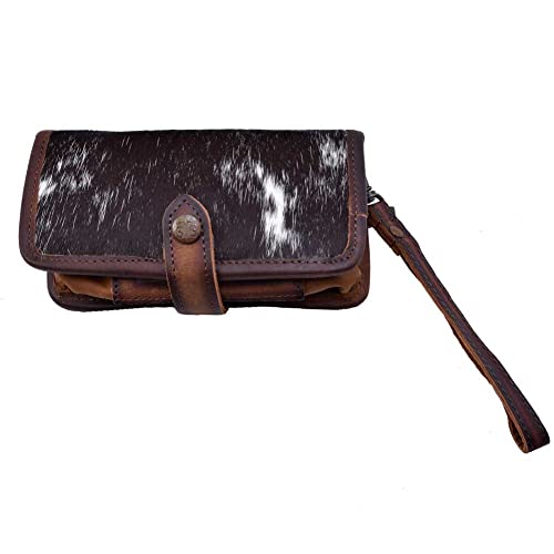 STS Ranchwear Women's Western Leather Crossbody Wallet, Cowhide/Tornado Brown, One Size
