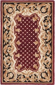 safavieh naples collection 2’6″ x 4′ burgundy/black na701a handmade traditional premium wool accent rug
