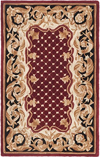 Safavieh Naples Collection 2'6" x 4' Burgundy/Black NA701A Handmade Traditional Premium Wool Accent Rug
