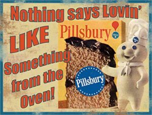 tymall pillsbury doughboy, cake mix, baking vintage advertisement inspired metal sign 8x12 inches wall art signs