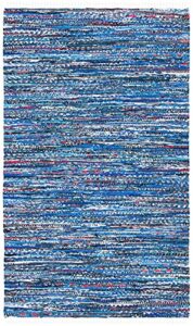 safavieh rag rug collection 2′ x 3′ blue/multi rar128b handmade boho stripe cotton accent rug